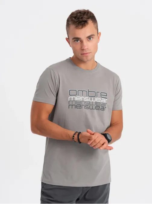 Šedé tričko s nápisem V2 TSPT-0160