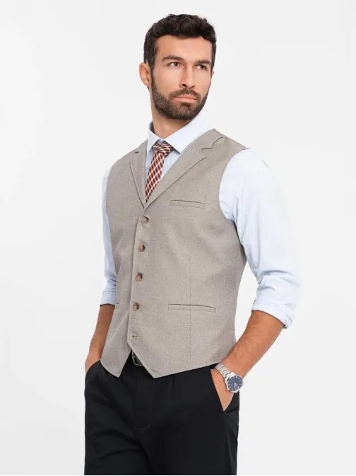 Jedinečná béžová elegantní vesta V3 BLZV-0109
