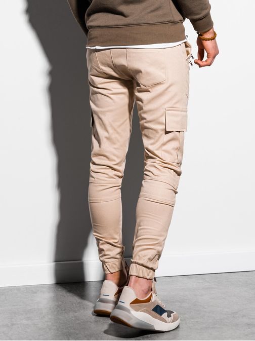 Trendové jogger kalhoty v béžové barvě P1000
