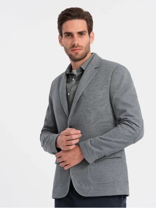 Moderní světle šedé sako V1 BLZB-0108
