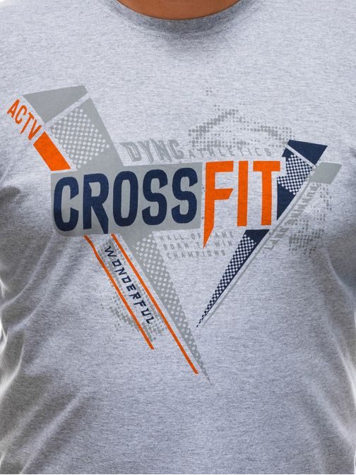 Šedé Plus Size tričko s potiskem CrossFit S1672