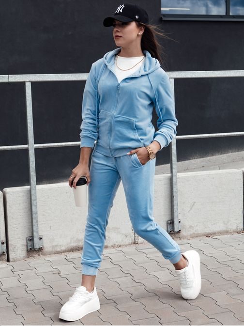 Dámská modrá velurová tepláková souprava Velcomfy