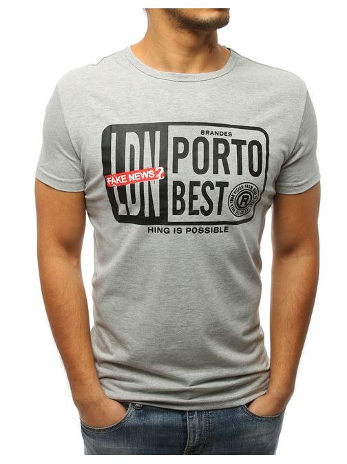 Zajímavé šedé tričko PORTO BEST