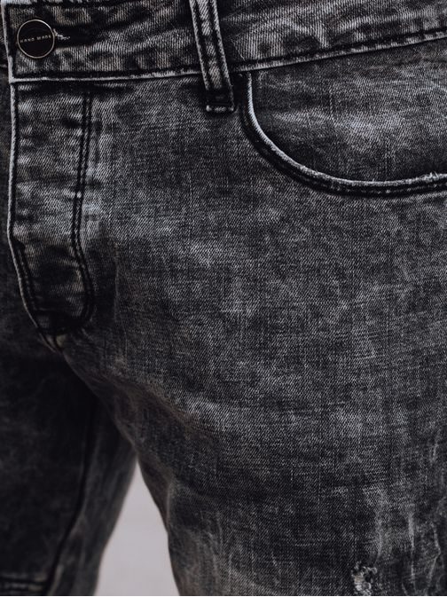 Černé džíny s ozdobným prošíváním pro muže