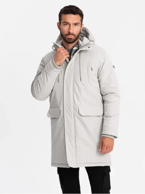 Nadčasová krémová pánská parka V1 JALJ-0166