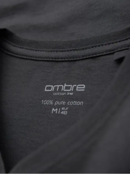 Základní bavlněné grafitové tričko s výstřihem do V V3 TSBS-0237