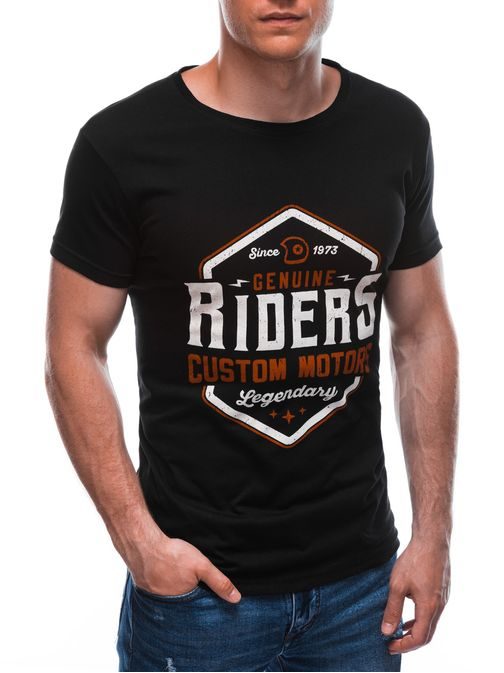 Černé tričko s potiskem Riders S1705