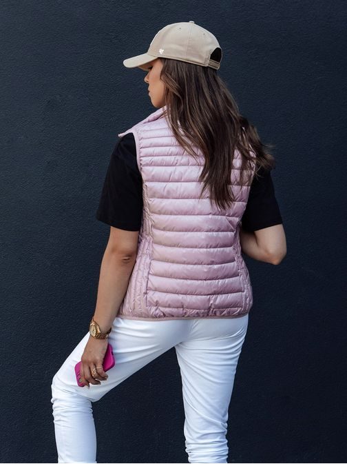 Dámská růžová prošívaná módní vesta Stylishz