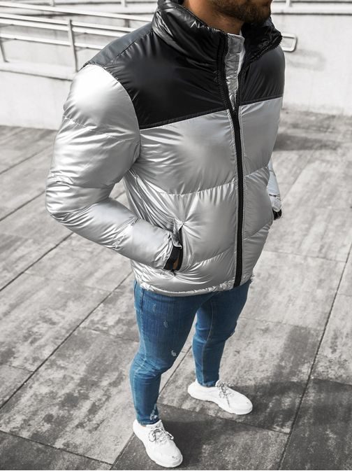 Stylová zimní bunda ve stříbrné barvě JB/JP1188/2Z