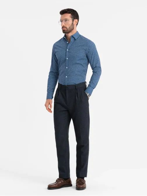 Jedinečná granátová košile s trendy vzorem V1 SHCS-0140