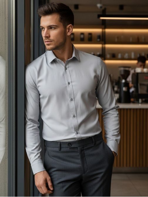 Světle šedá elegantní košile