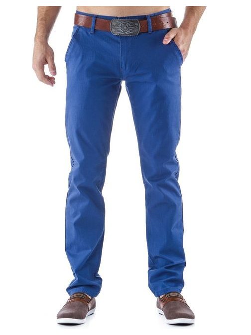 Dlouhé pánské kalhoty azurové barvy