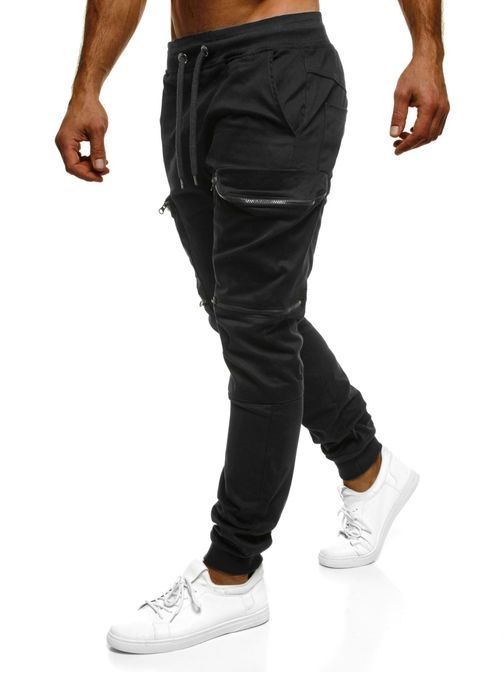 Moderní pánské černé kalhoty ATHLETIC 475