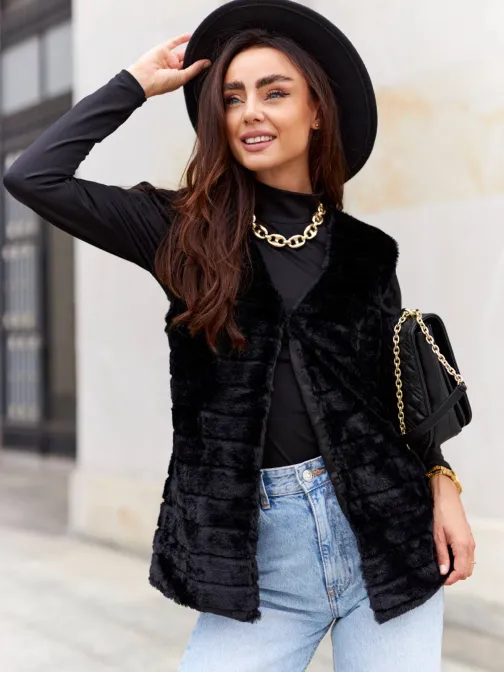 Módní černá dámská vesta VLR008