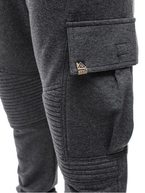 Tmavě šedé pohodlné teplákové kalhoty Athletic 444