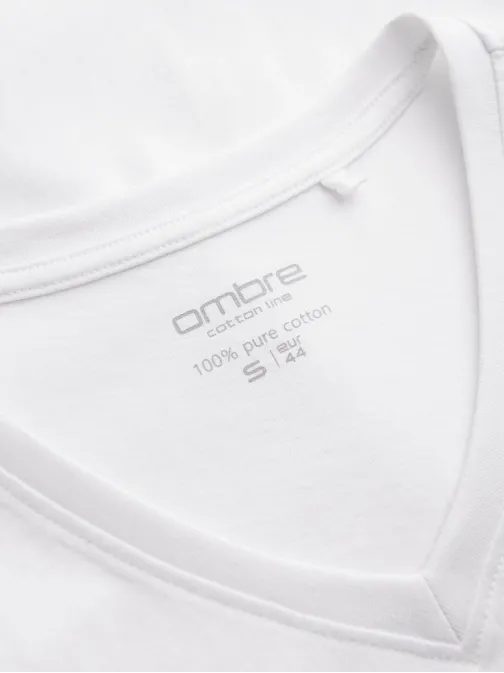 Bavlněné pánské bílé tričko s výstřihem do V V4-TSBS-0145