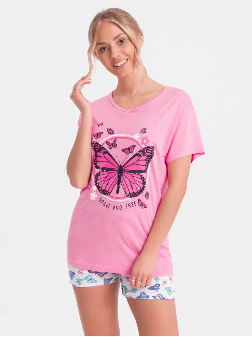 Růžové dámské pyžamo ULR319
