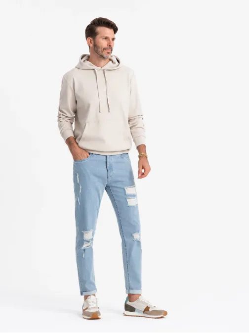Trendy světle modré džíny s oděrkami V1 PADP-0163
