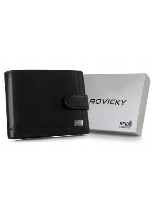 KOŽENÁ ČERNÁ PENĚŽENKA S PŘEZKOU