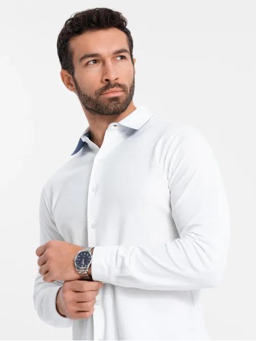 Ležérní bílá pánská košile V1 SHCS-0177