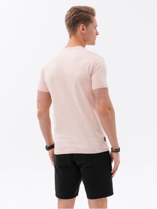 Jedinečné bavlněné světle růžové tričko s krátkým rukávem S1741-V2