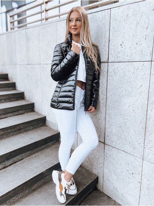 Černá dámská bunda se stojacím límcem Busy Bee