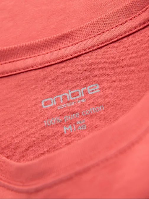 Základní korálové bavlněné tričko s kulatým výstřihem V17 TSBS-0236