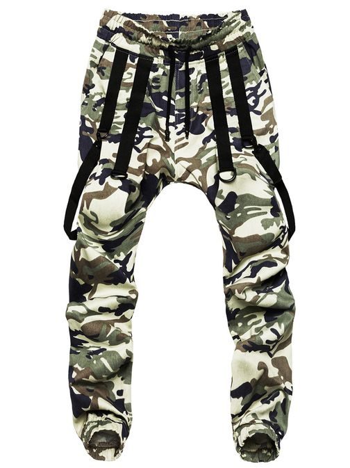 Trendy světlé maskáčové jogger kalhoty s kšandy ATHLETIC 0920