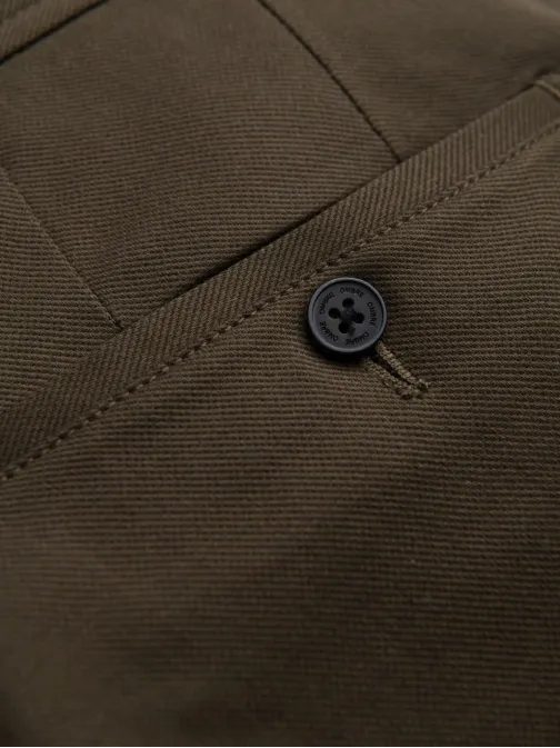 Chinos olivové kalhoty klasického střihu s jemnou texturou V4 PACP-0190