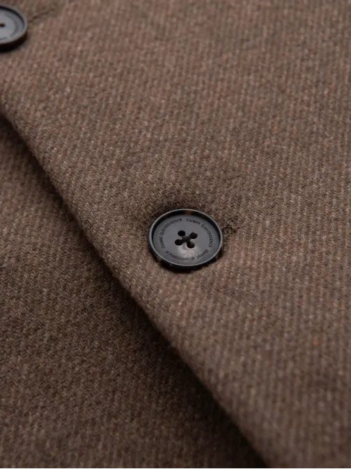 Elegantní hnědý jednořadý kabát V1 COWC-0114