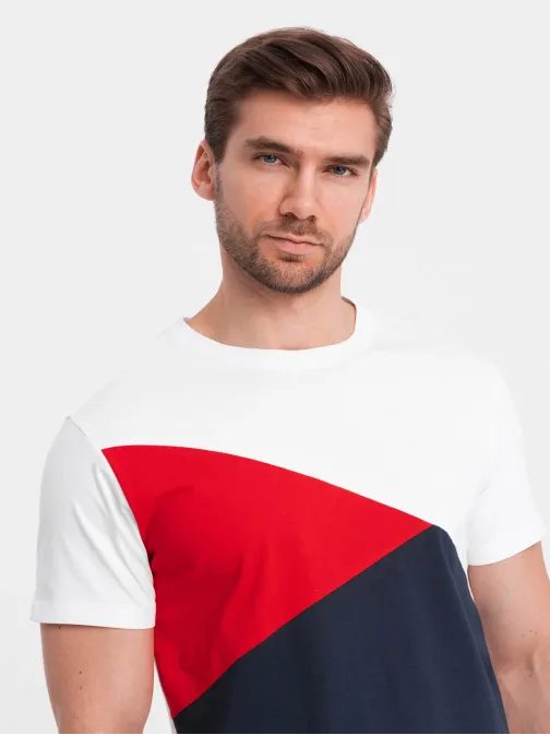Stylové bílo-modré tričko V3 TSCT-0174