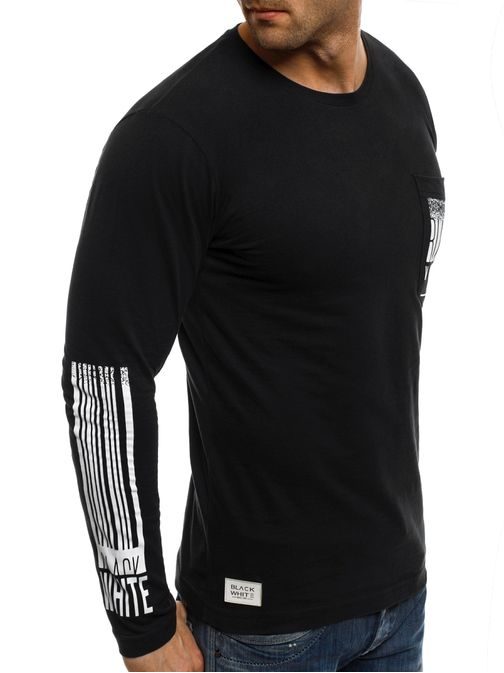 Černé moderní pánské tričko BLACK WHITE 1110