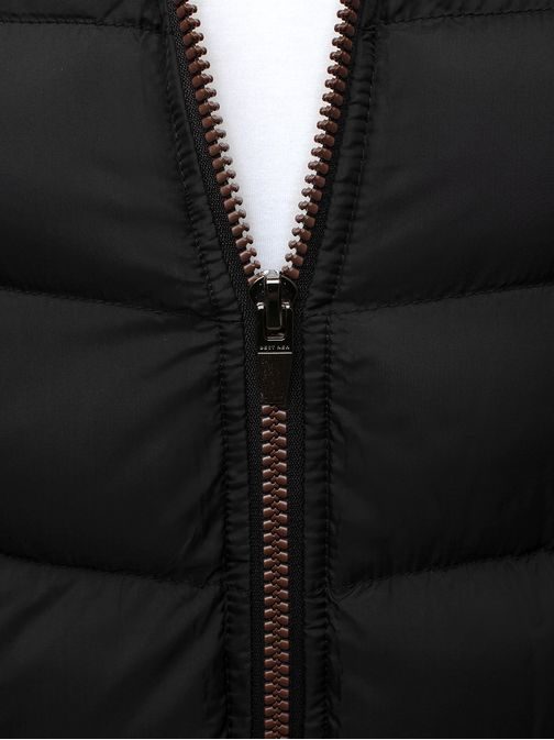 Zajímavá černá pánská vesta s hnědým detailem NATURE 3905