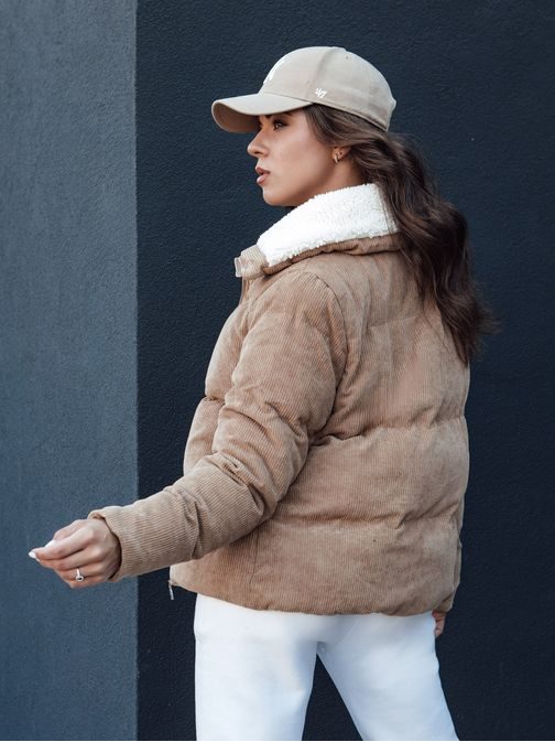 Dámská módní tmavě béžová zimní bunda Trendyglam