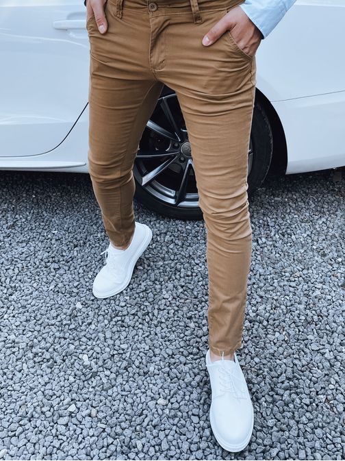 Stylové kamelové pánské kalhoty