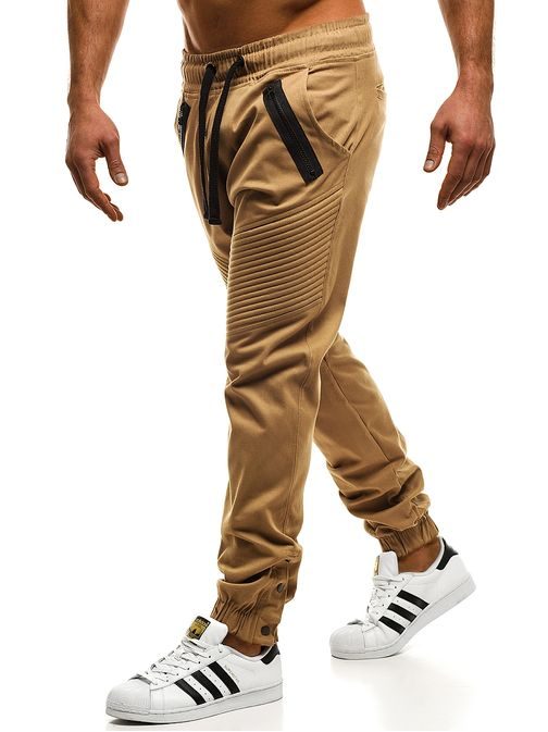 Karamelové chinos jogger kalhoty OZONEE A/0952