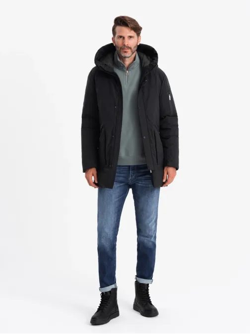 Atraktivní černá parka na zimu V1 JALJ-0202