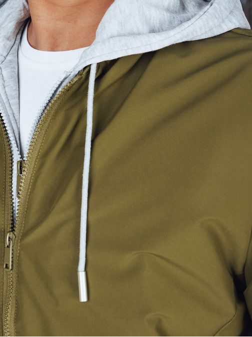 Jedinečná zelená bomber bunda s kapucí