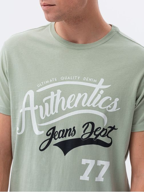 Zelené tričko s nápisem Authentics S1434 V-22B