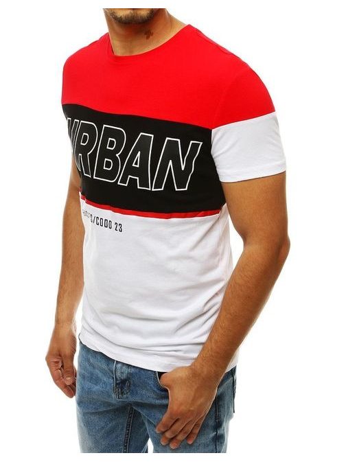 Trendové červené tričko s potiskem URBAN