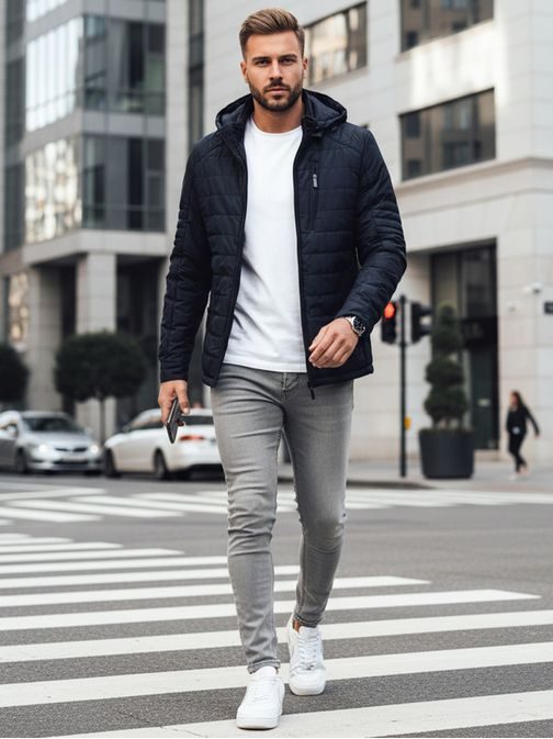 Moderní přechodná granátová bunda s kapucí