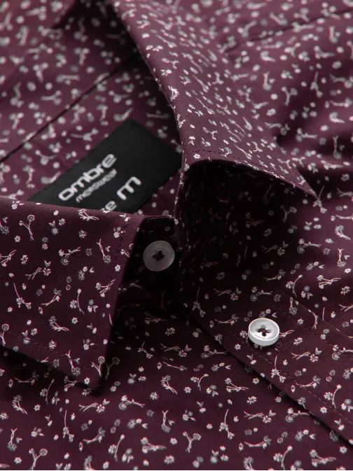 Zajímavá bordó košile s trendy vzorem V5 SHCS-0151