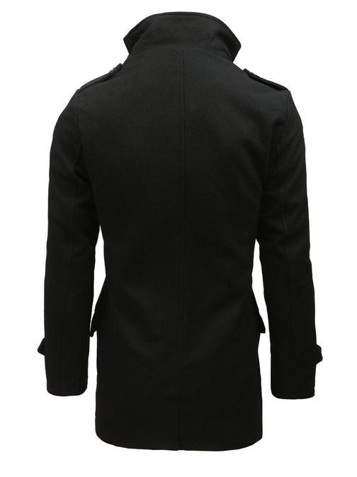 Dvojřadý černý pánský kabát