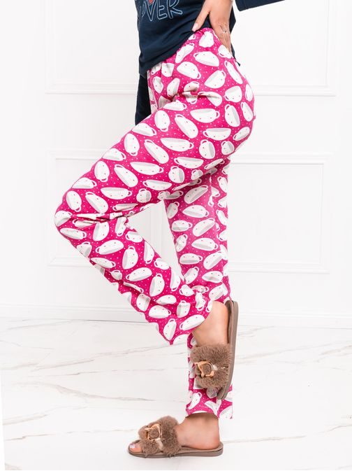 Dámské stylové granátovo-růžové pyžamo ULR090