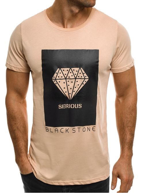 Moderní béžové tričko s potiskem BLACK ROCK 1033/17