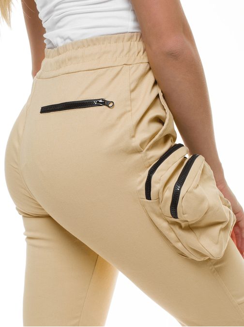 Trendové béžové dámské jogger kalhoty O/802