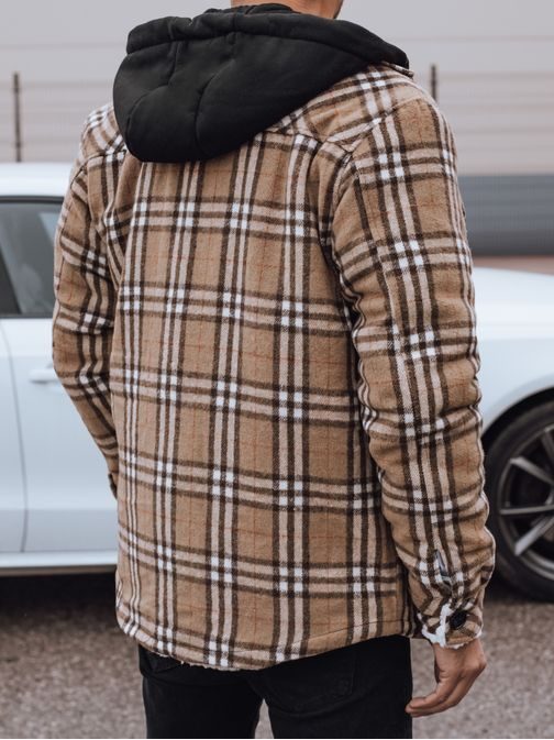 Béžová károvaná pánská bunda