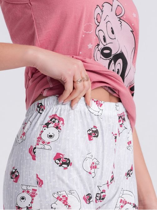 Poutavé růžové dámské pyžamo ULR297