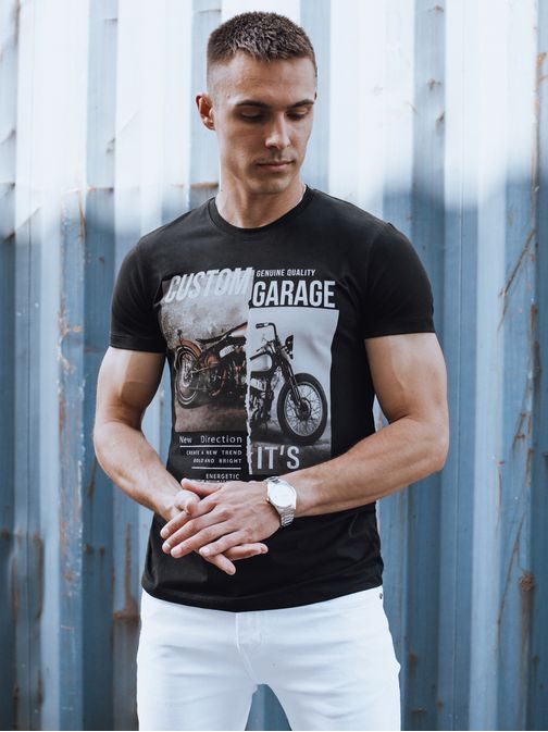 Jedinečné černé tričko s motivem motorky