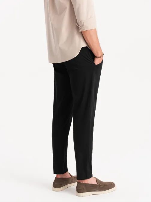 Černé chinos kalhoty s ozdobným pasem V1 PACP-0118